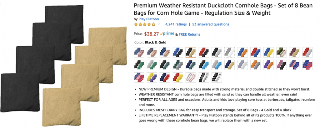 Weather-resistant cornhole bags